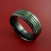 Black Zirconium Ring Color Inlay Green Style Band Made to Any Sizing and Finish 3-22