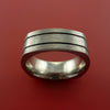 Titanium Ring with Black Antiqued Groove Inlay Custom Made Band