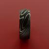 Damascus Steel Ring with Interior Sterling Silver Sleeve Custom Made Band
