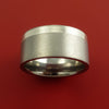 Wide Cobalt Chrome and Silver Inlay Wedding Band Engagement Ring Made to Any Sizing and Finish 3-22