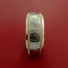 Cobalt Chrome and 14K Yellow Gold Wedding Band Hammer Finish Engagement Ring Made to Any Sizing 3-22