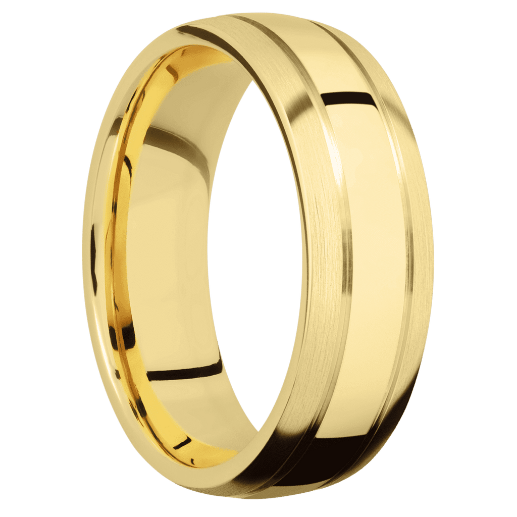 14K Yellow Gold + Polish , Satin Finish
