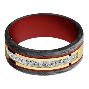 10K Yellow Gold + Polish Finish + USMC Red