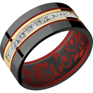 10K Yellow Gold + Polish Finish + Red Apple