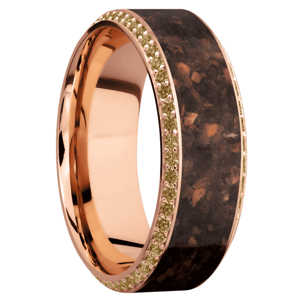 14K Rose Gold + Machine , Polish Finish