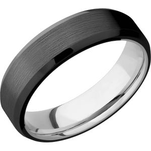 Zirconium + Satin , Polish Finish + 10K White Gold