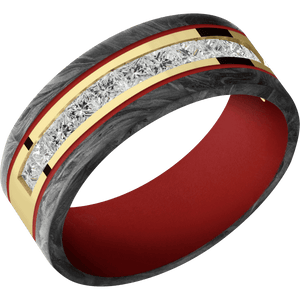 10K Yellow Gold + Polish Finish + USMC Red