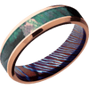 14K Rose Gold + Polish , Polish Finish + Titanium Damascus