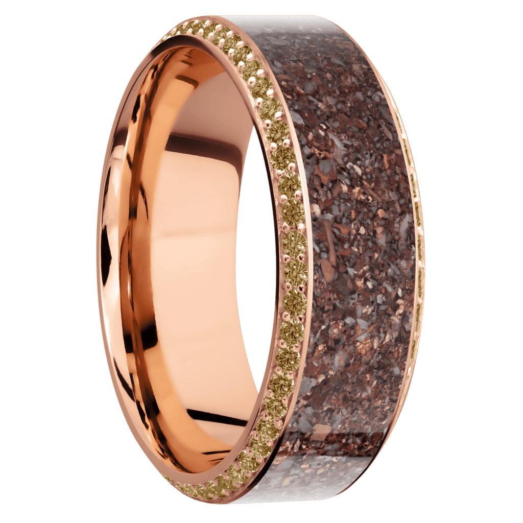 14K Rose Gold + Machine , Polish Finish