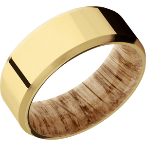 14K Yellow Gold + Polish , Satin Finish + Natural Oak