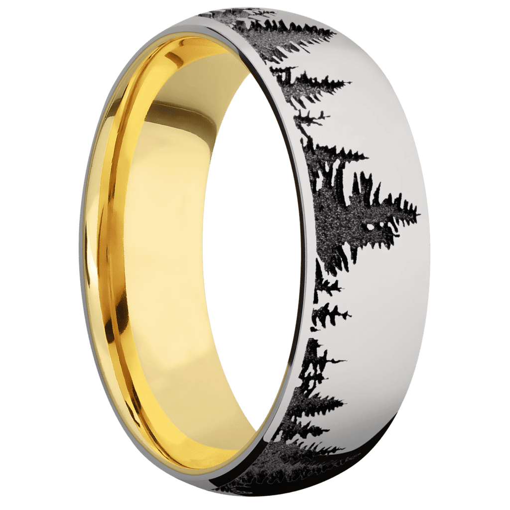Titanium + Polish Finish + 18K Yellow Gold