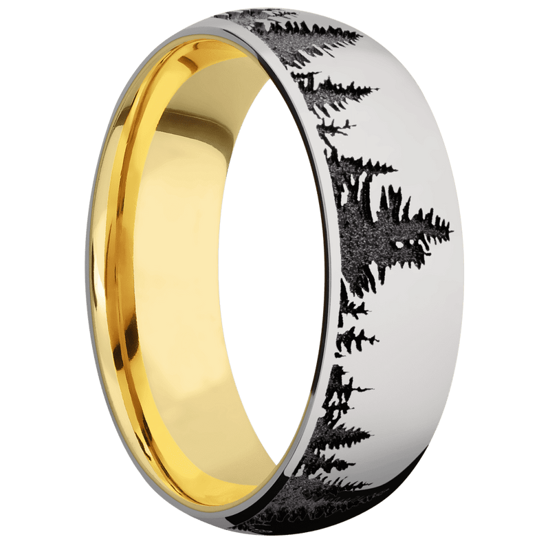 Titanium + Polish Finish + 18K Yellow Gold
