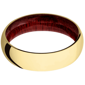 14K Yellow Gold + Polish Finish + Blood Wood