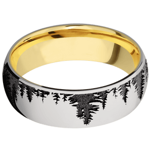 Titanium + Polish Finish + 18K Yellow Gold