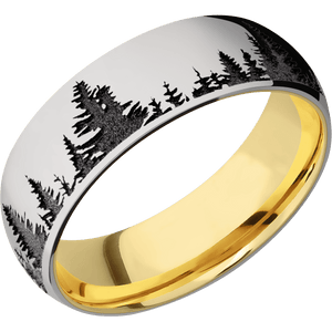 Titanium + Polish Finish + 18K Yellow Gold