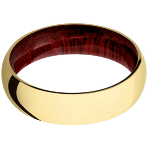14K Yellow Gold + Polish Finish + Blood Wood