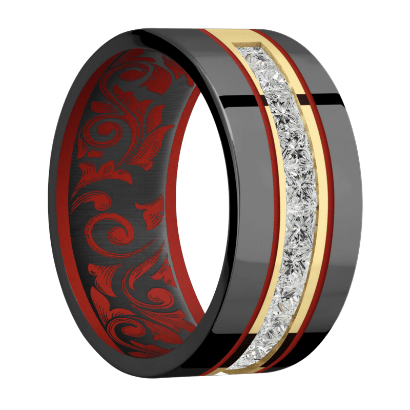 10K Yellow Gold + Polish Finish + Red Apple