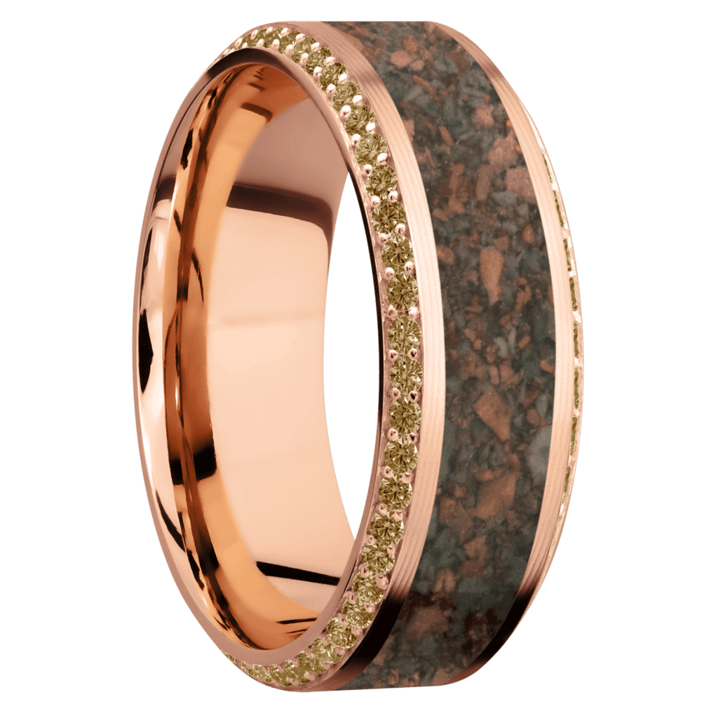 14K Rose Gold + Machine , Polish Finish