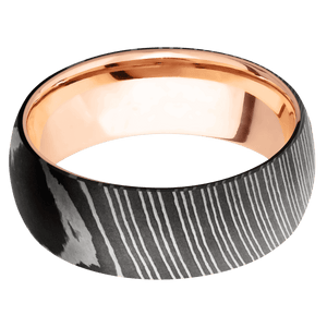 Damascus + Acid Finish + 14K Rose Gold