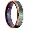 14K Rose Gold + Polish , Polish Finish + Titanium Damascus