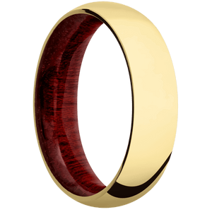 14K Yellow Gold + Polish Finish + Blood Wood