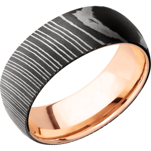 Damascus + Acid Finish + 14K Rose Gold