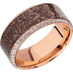 14K Rose Gold + Machine , Polish Finish