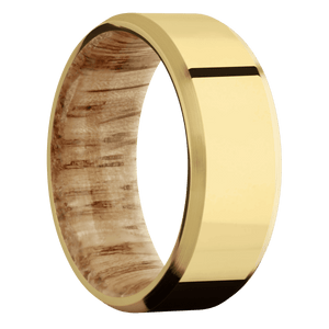 14K Yellow Gold + Polish , Satin Finish + Natural Oak