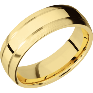 14K Yellow Gold + Polish , Satin Finish