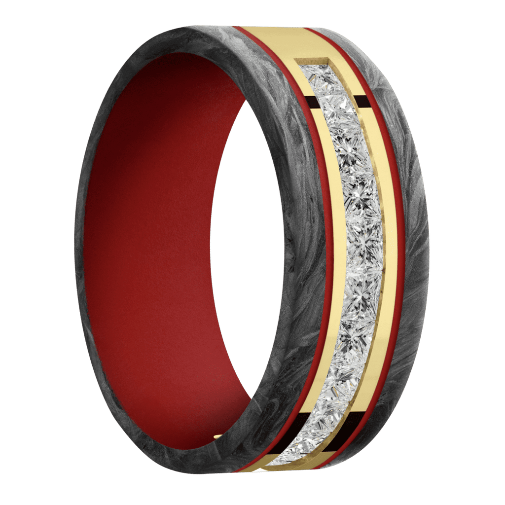 10K Yellow Gold + Polish Finish + USMC Red