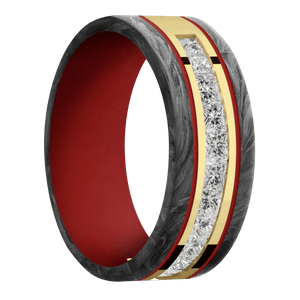 10K Yellow Gold + Polish Finish + USMC Red