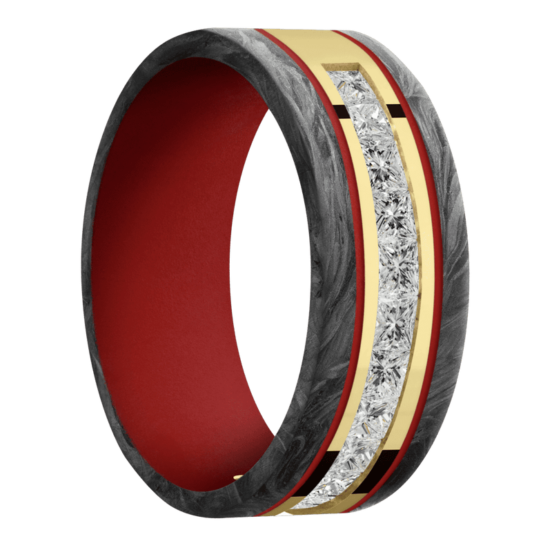 10K Yellow Gold + Polish Finish + USMC Red
