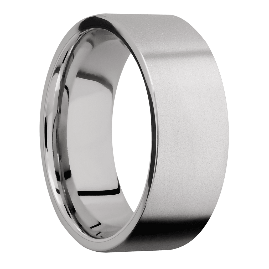 Titanium + Bead Finish + 14K White Gold