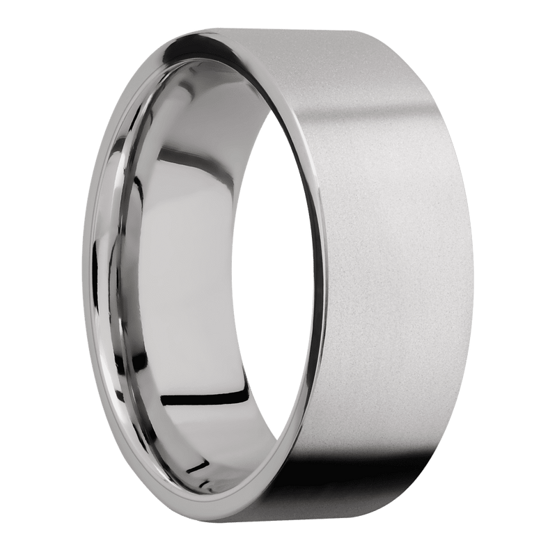 Titanium + Bead Finish + 14K White Gold
