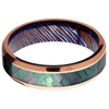14K Rose Gold + Polish , Polish Finish + Titanium Damascus