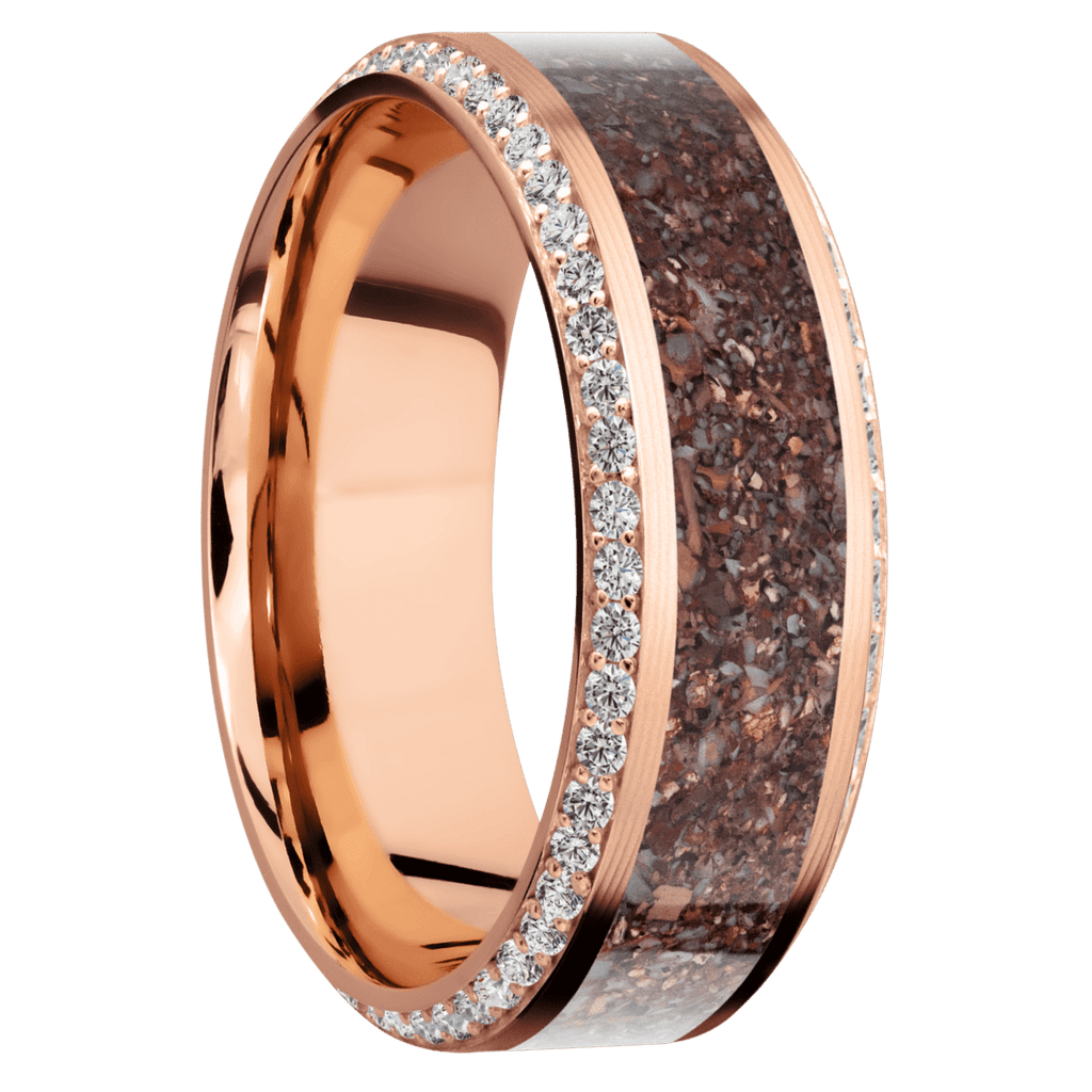 14K Rose Gold + Machine , Polish Finish