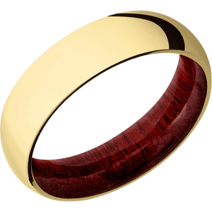 14K Yellow Gold + Polish Finish + Blood Wood