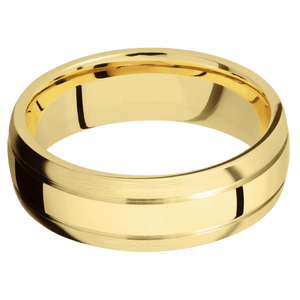 14K Yellow Gold + Polish , Satin Finish