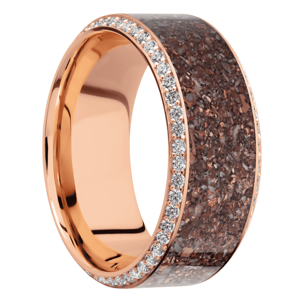 14K Rose Gold + Machine , Polish Finish