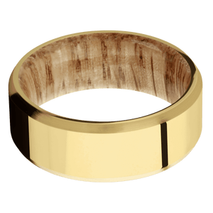 14K Yellow Gold + Polish , Satin Finish + Natural Oak