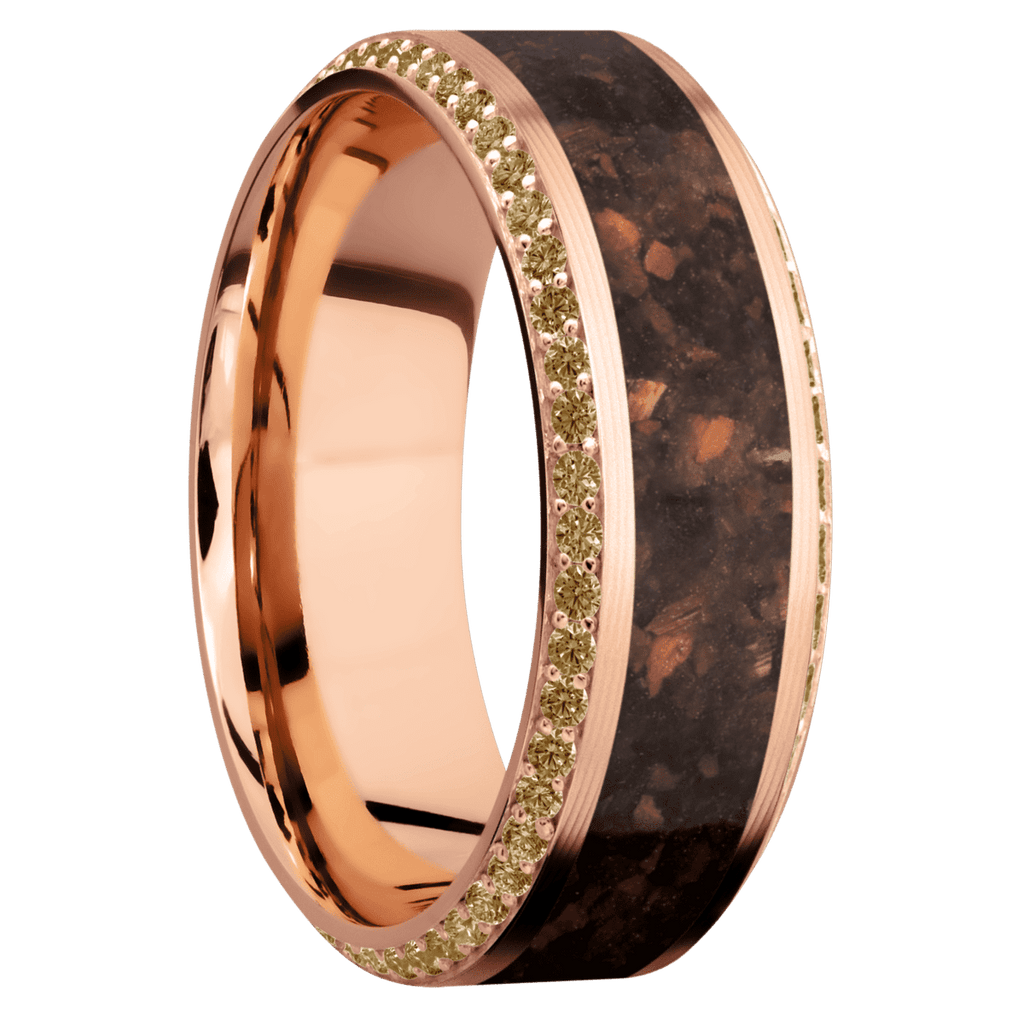 14K Rose Gold + Machine , Polish Finish
