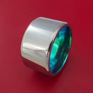 Extra Wide Titanium Ring with Interior Anodized Sleeve Custom Made Band