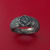 Kuro Damascus Steel Ring with Laser-Etched Masonic Emblem Inlay Custom Made Band