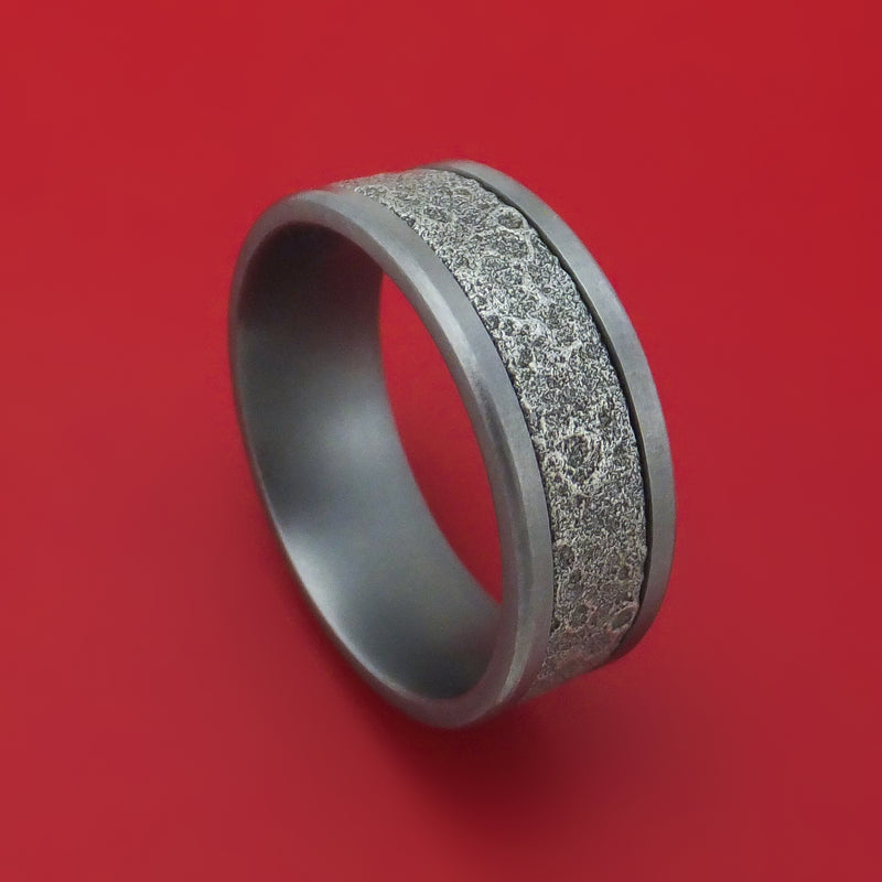 Tantalum and Moon Rock Textured 14K White Gold Ring by Ammara Stone