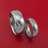 Matching Damascus Steel Heart Carved Ring Set with PLATINUM Inlays Wedding Bands Genuine Craftsmanship
