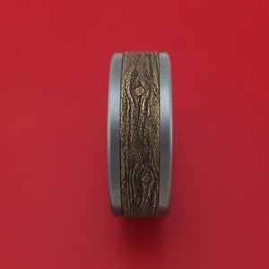 Tantalum and Wood Knot Textured 14K Yellow Gold Ring by Ammara Stone
