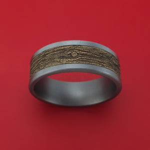 Tantalum and Wood Knot Textured 14K Yellow Gold Ring by Ammara Stone