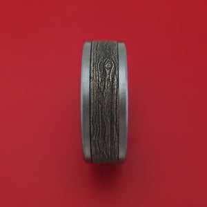 Tantalum and Wood Knot Textured 14K White Gold Ring by Ammara Stone