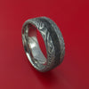 Hammered Kuro Damascus Steel Ring with Black Carbon Fiber Inlay Custom Made Band