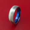 Titanium Ring with Sterling Silver Inlay and Interior Anodized Sleeve Custom Made Band